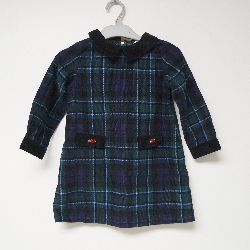 L.L. Bean tri-color plaid corduroy dress